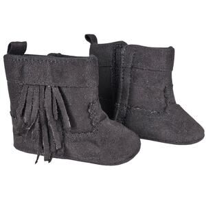 RISING STAR BABY GRAY HIGHTOP BOOTS WITH FRING ON SIDES - SIZE 3-6 MONTHS